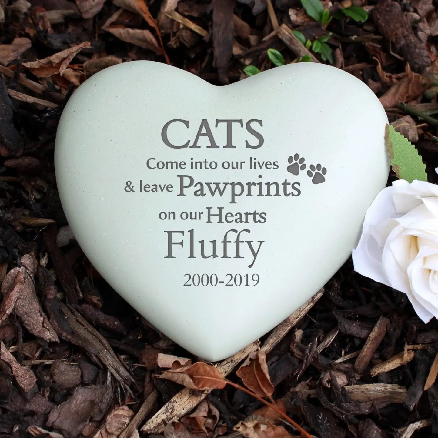 Personalised Cat Pawprints Heart Memorial: 1 - Memorials By Gift Moments