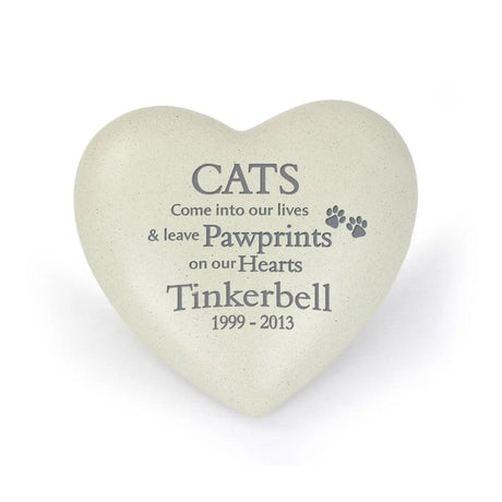 Personalised Cat Pawprints Heart Memorial: 3 - Memorials By Gift Moments