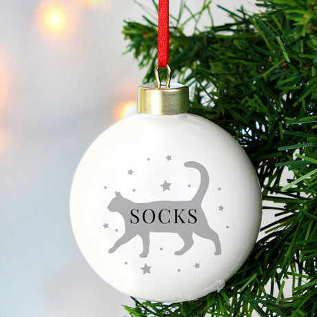 Personalised Cat Silhouette Bauble: 4 - Christmas Baubles By Gift Moments