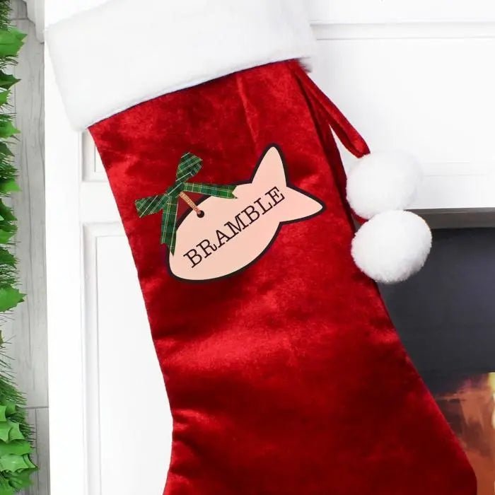 Personalised Cat Treats Luxury Red Stocking: 3 - Christmas Stockings By Gift Moments
