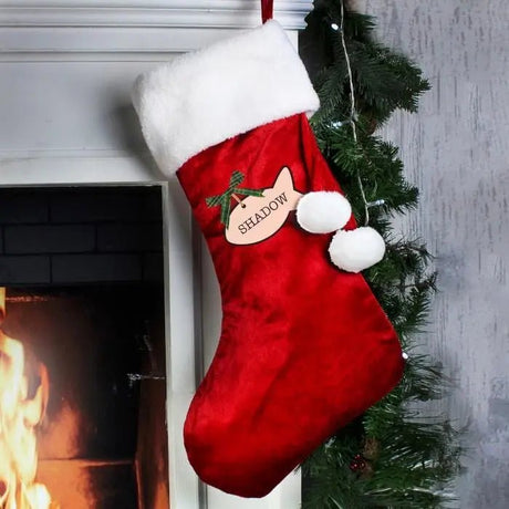 Personalised Cat Treats Luxury Red Stocking: 2 - Christmas Stockings By Gift Moments