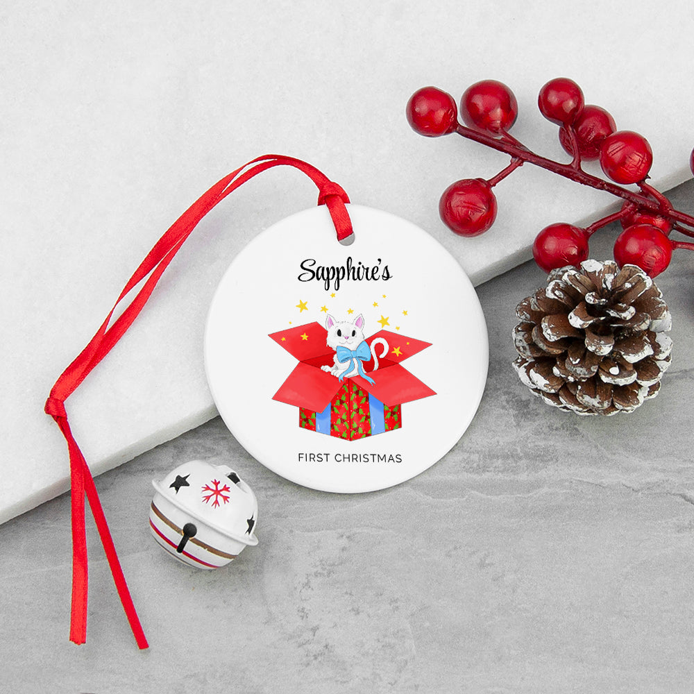 Personalised Cat’s First Christmas Ornament: 1 - Christmas Decorations By Gift Moments