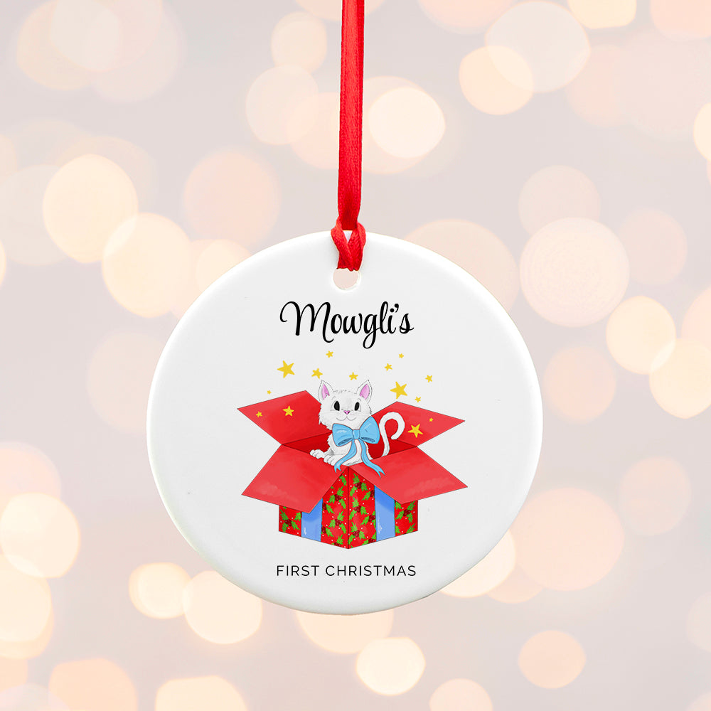 Personalised Cat First Christmas Ornament: 3 - Christmas Decorations By Gift Moments