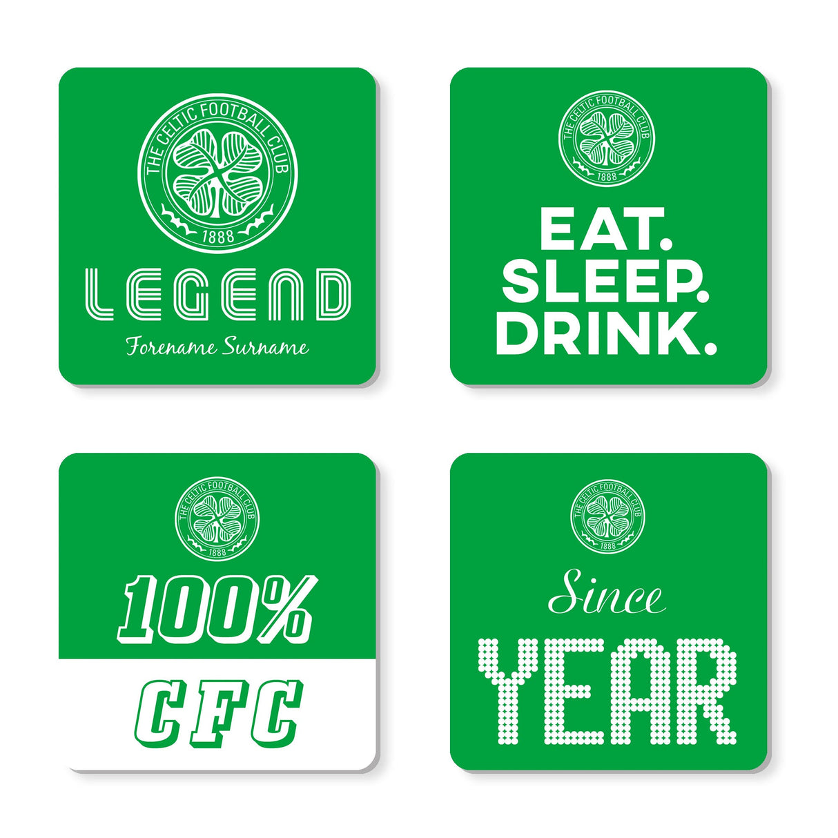 Personalised Celtic FC Coasters: 1 - Coasters By Celtic