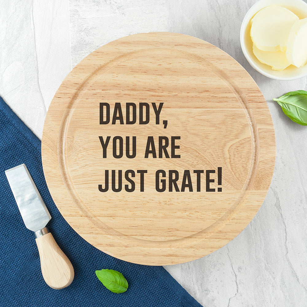 Personalised Round Cheese Board Set: 2 - Cheese Boards By Gift Moments