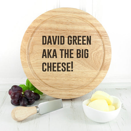 Personalised Round Cheese Board Set: 5 - Cheese Boards By Gift Moments