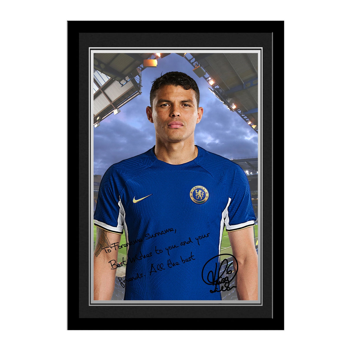 Personalised Chelsea FC Silva Autograph Framed Photo: 1 - Framed Prints By Chelsea