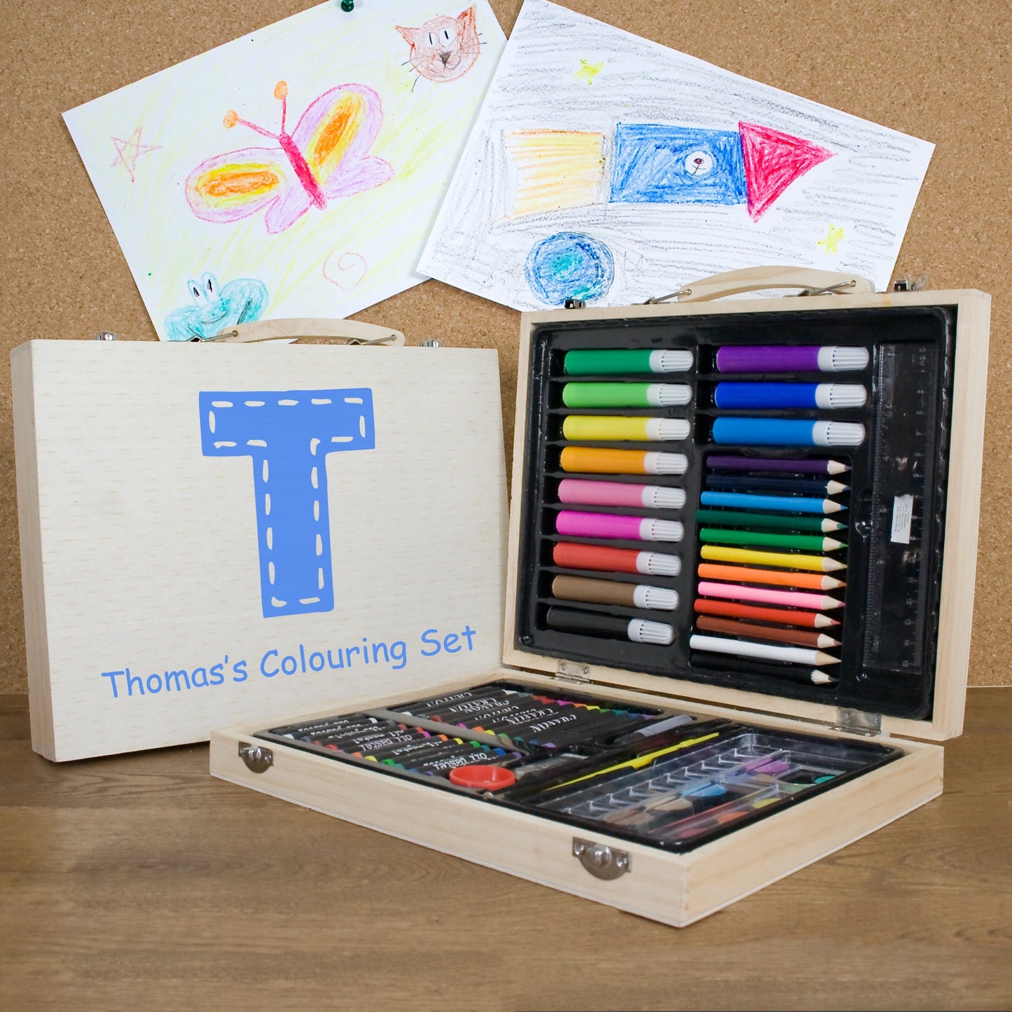 Personalised Children’s 63-Piece Colouring Sets: 1 - Blue - Pencil Cases & Sets By Gift Moments