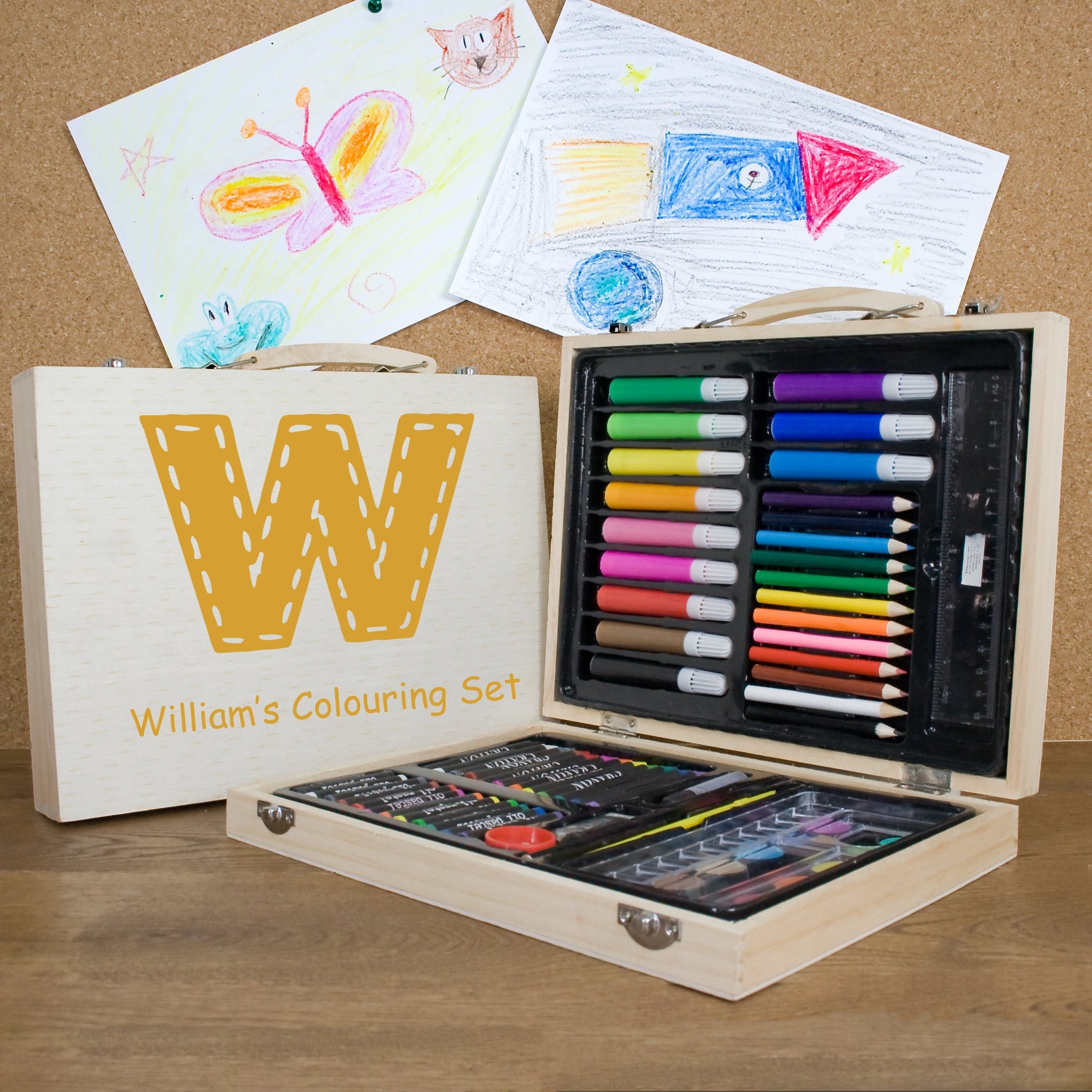 Personalised Children’s 63-Piece Colouring Sets: 2 - Orange - Pencil Cases & Sets By Gift Moments