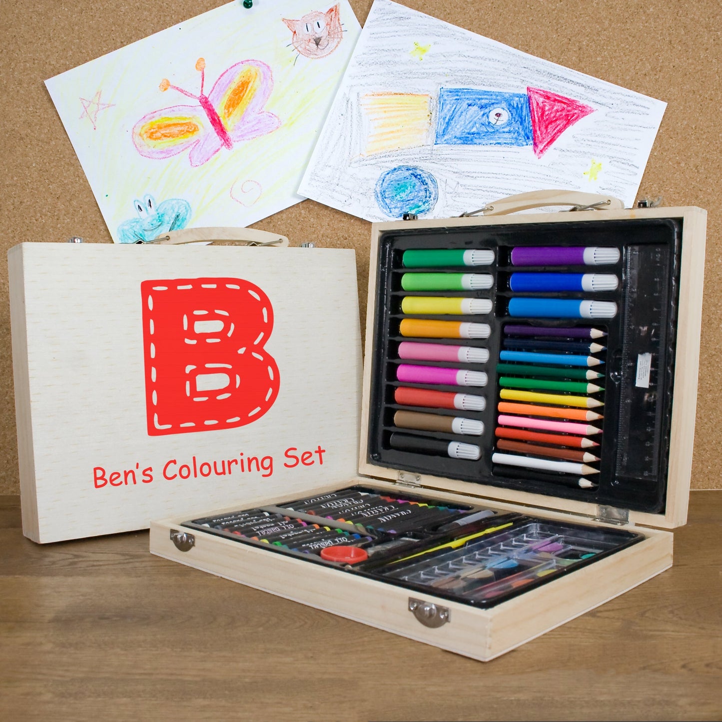 Personalised Children’s 63-Piece Colouring Sets: 5 - Red - Pencil Cases & Sets By Gift Moments