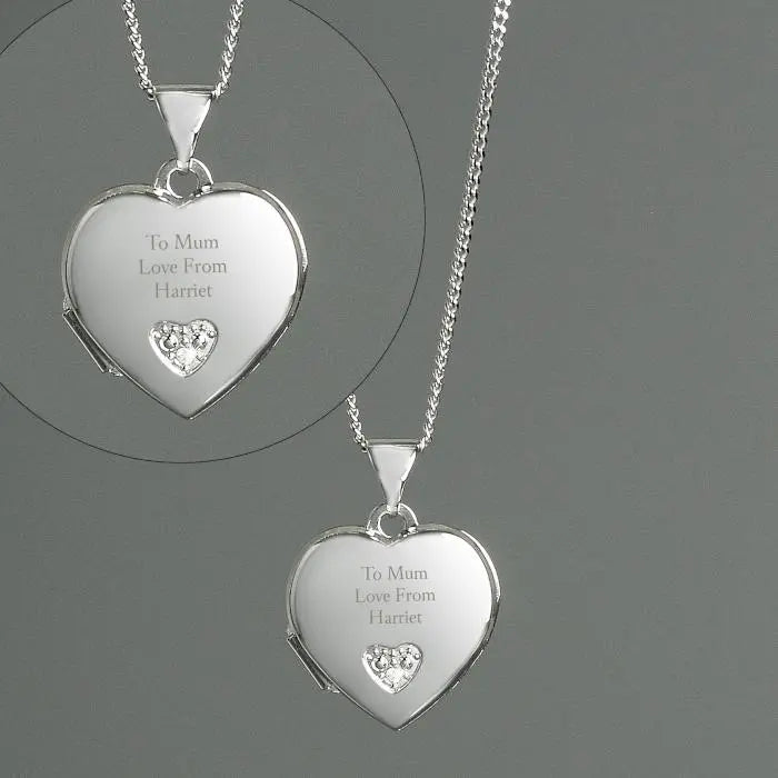 Personalised Children’s Sterling Silver and Cubic Zirconia Heart Locket Necklace: 7 - Necklaces By Gift Moments