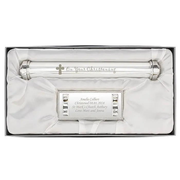 Personalised Christening Cross Silver Plated Certificate Holder: 3 - Certificate Holders By Gift Moments