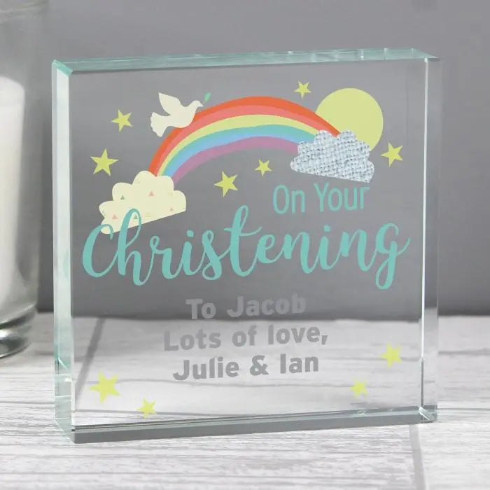 Personalised On Your Christening Crystal Token: 4 - Crystal Tokens By Gift Moments