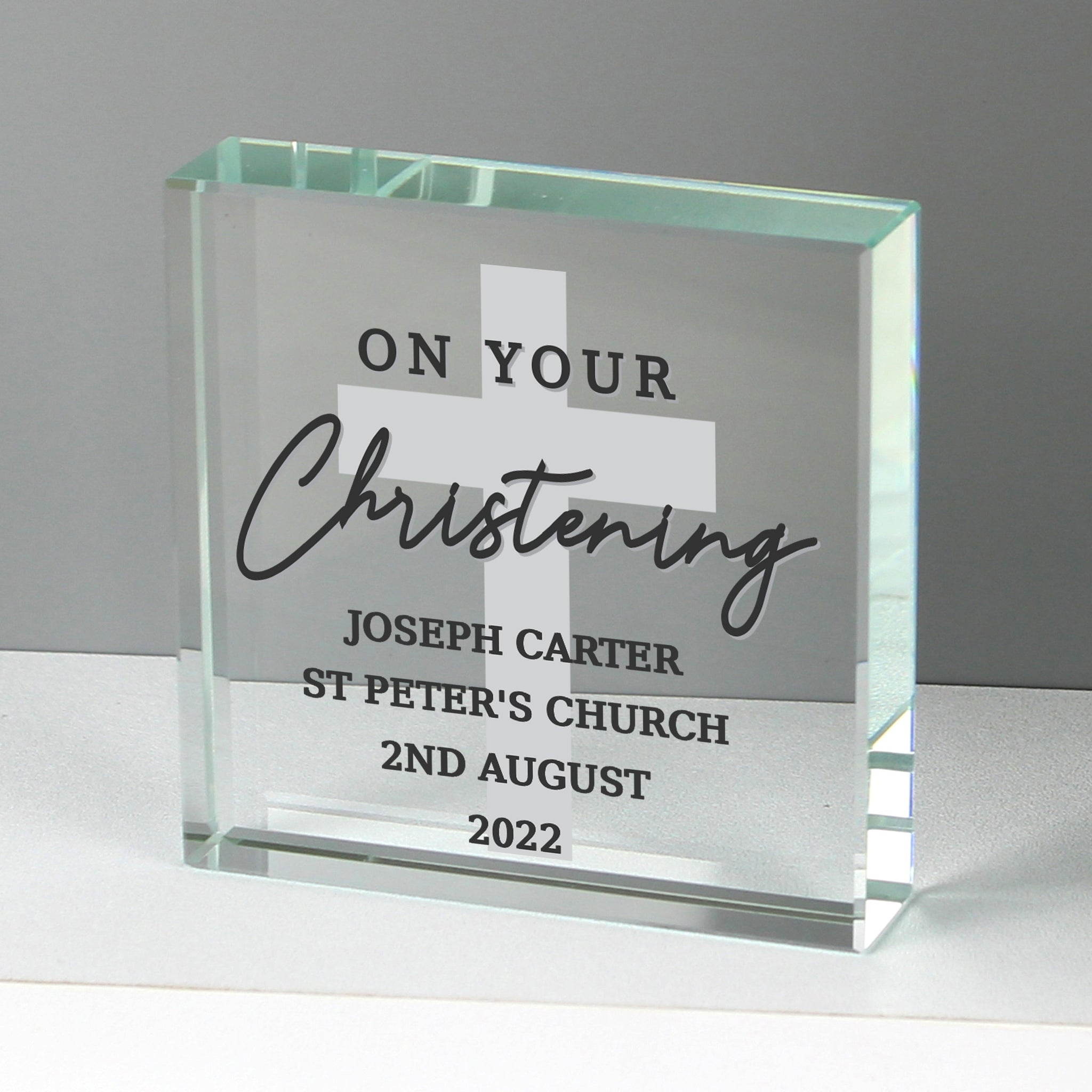 Personalised On Your Christening Crystal Token: 1 - Crystal Tokens By Gift Moments