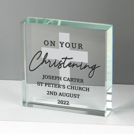 Personalised On Your Christening Crystal Token: 1 Crystal Tokens By Gift Moments