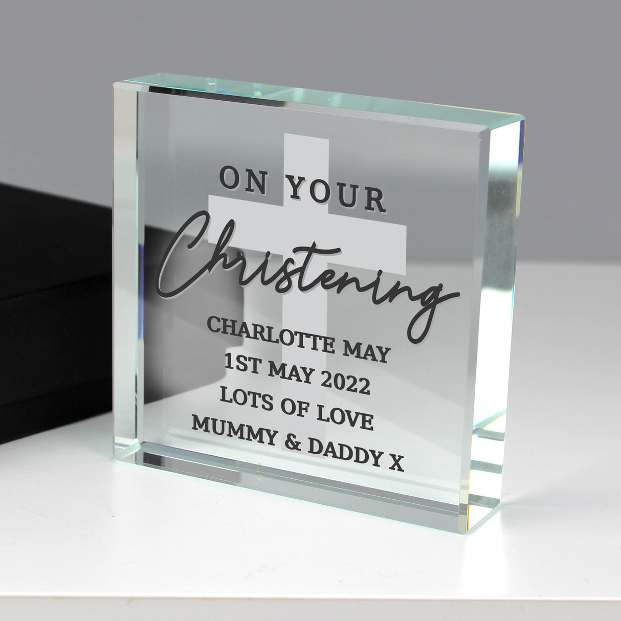 Personalised On Your Christening Crystal Token: 2 Crystal Tokens By Gift Moments