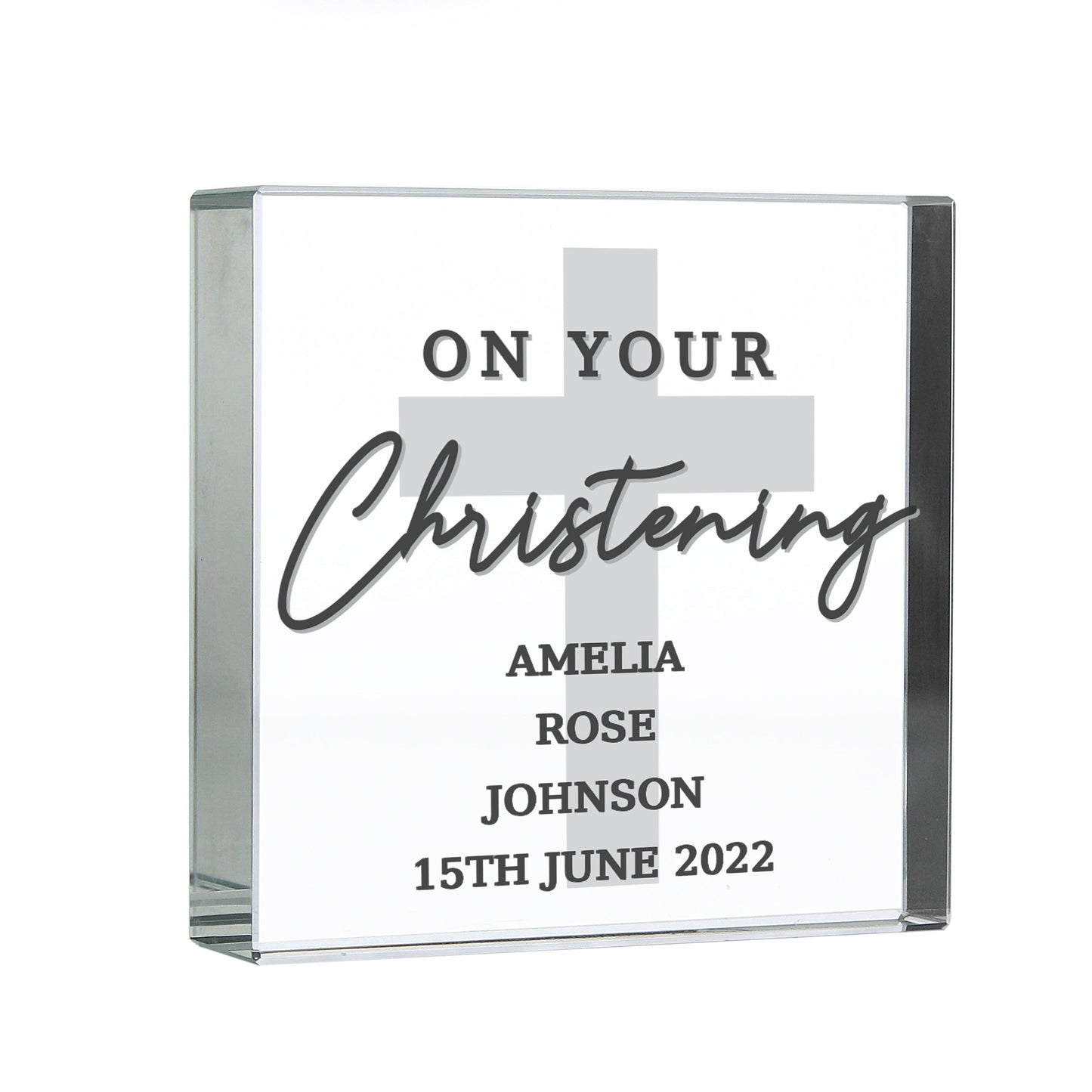 Personalised On Your Christening Crystal Token: 3 - Crystal Tokens By Gift Moments