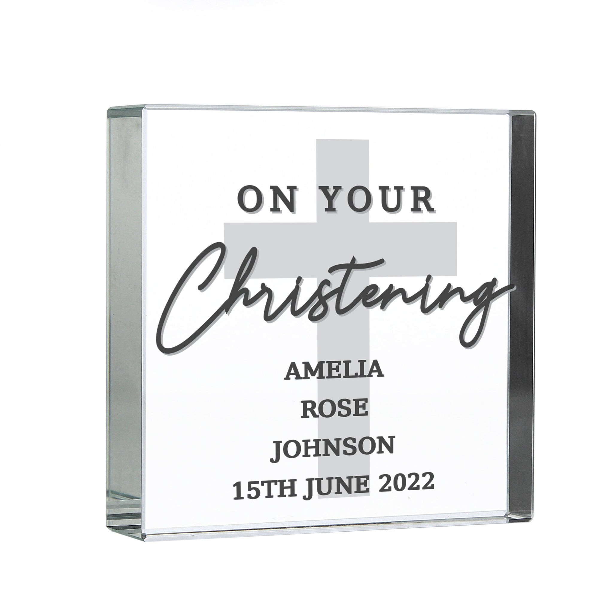 Personalised On Your Christening Crystal Token: 3 - Crystal Tokens By Gift Moments