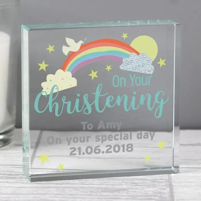 Personalised On Your Christening Crystal Token: 3 - Crystal Tokens By Gift Moments
