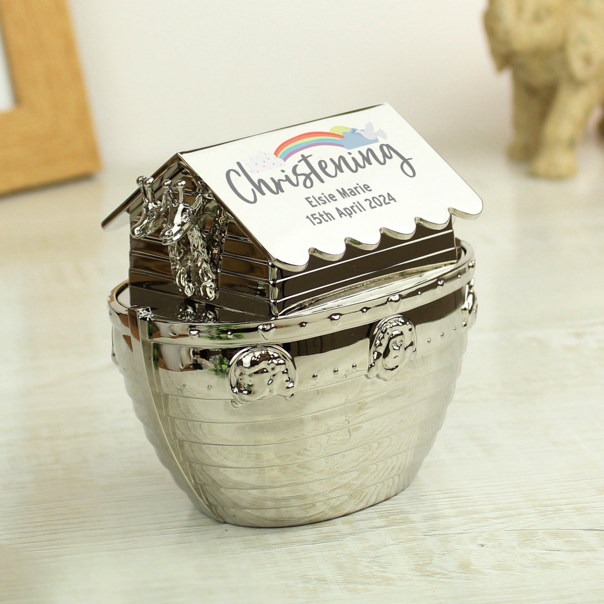 Personalised Christening Noahs Ark Money Box: 2 - Money Boxes By Gift Moments