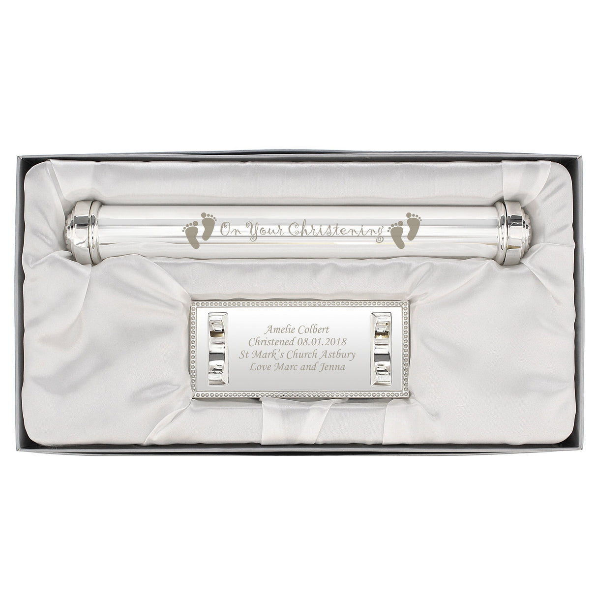 Personalised Christening Silver Plated Certificate Holder: 2 - Certificate Holders By Gift Moments