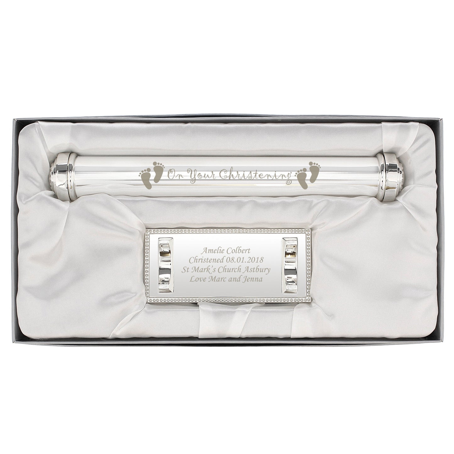 Personalised Christening Silver Plated Certificate Holder: 2 - Certificate Holders By Gift Moments