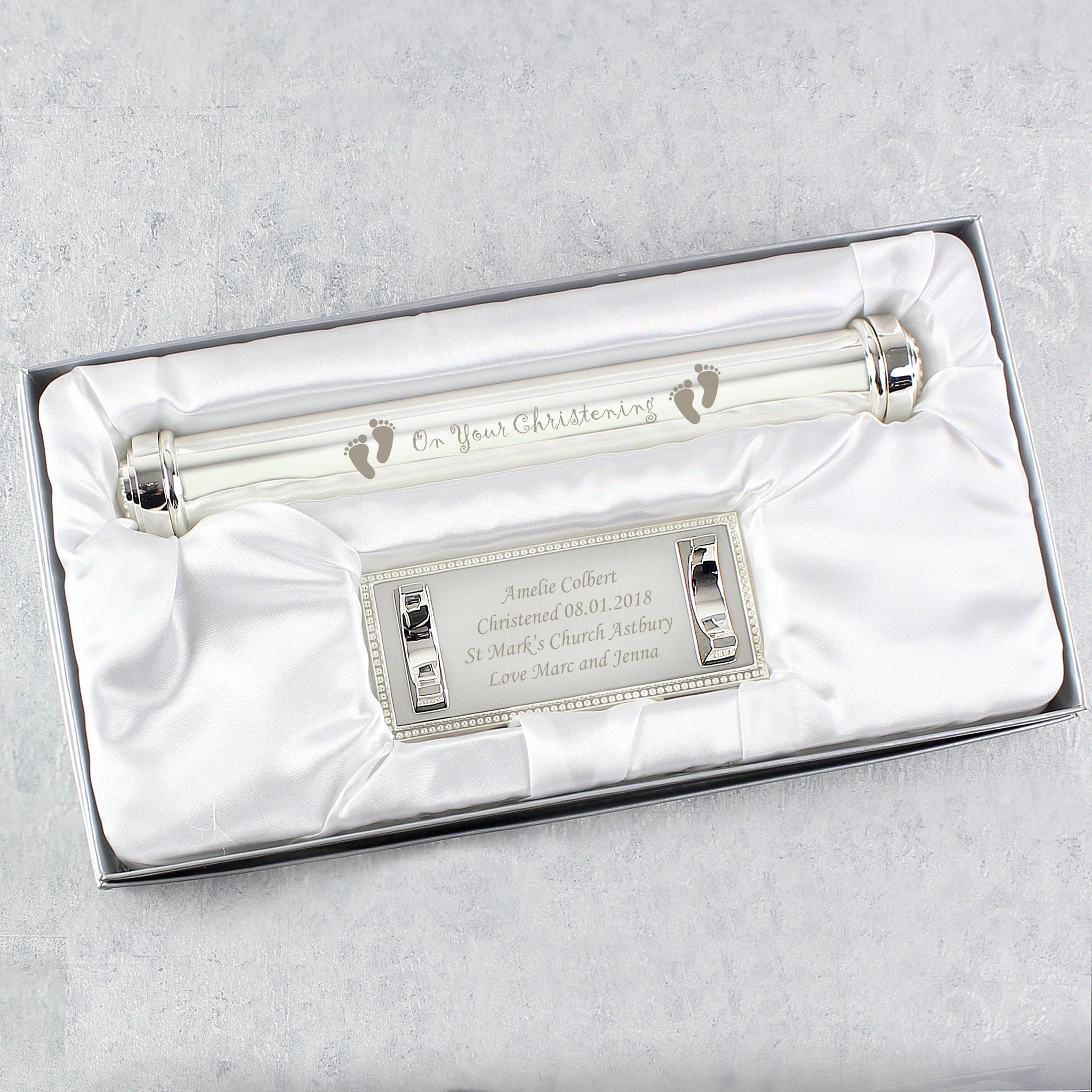 Personalised Christening Silver Plated Certificate Holder: 4 - Certificate Holders By Gift Moments