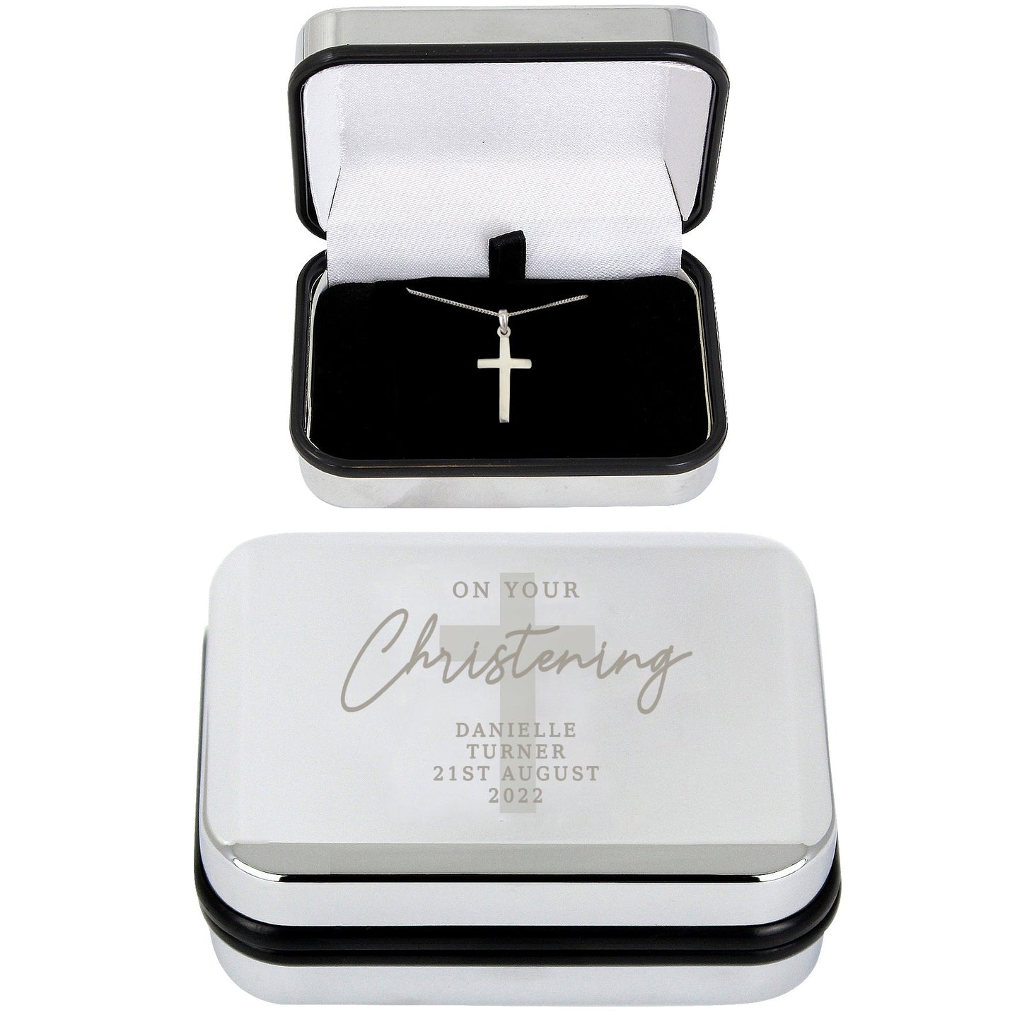 Personalised Christening Trinket Box & Cross Necklace Set: 3 - Necklaces By Gift Moments
