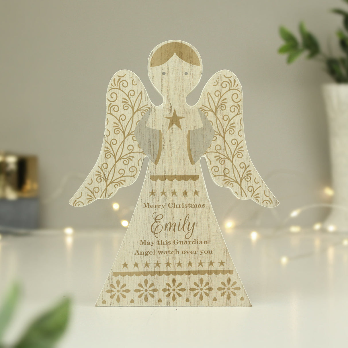 Personalised Christmas Angel Wooden Ornament: 6 - Ornaments By Gift Moments