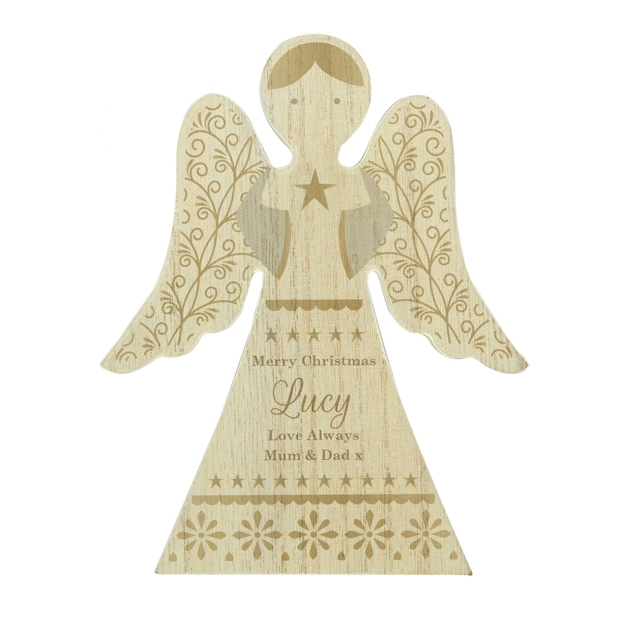Personalised Christmas Angel Wooden Ornament: 5 - Ornaments By Gift Moments
