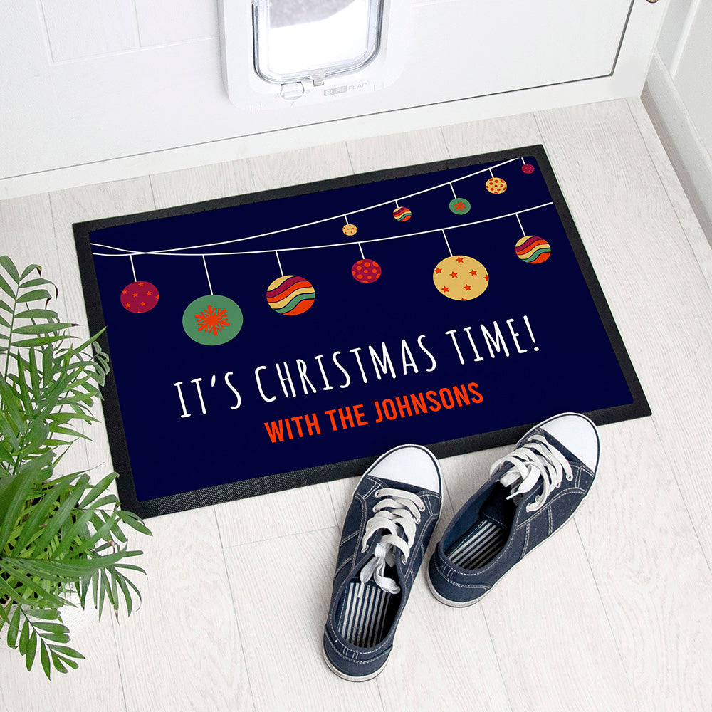 Personalised Christmas Bauble Indoor Doormat: 1 - Doormats By Gift Moments