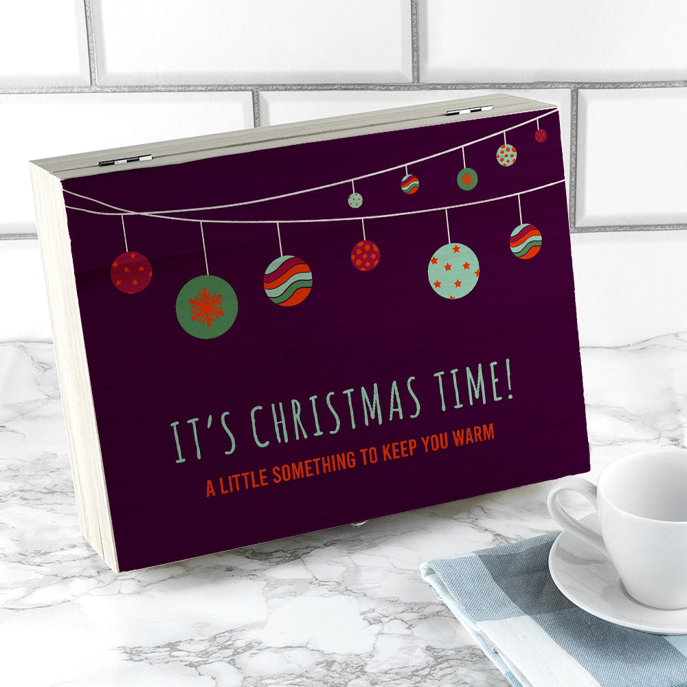 Personalised Christmas Baubles Tea Box Selection: 5 Tea Boxes By Gift Moments