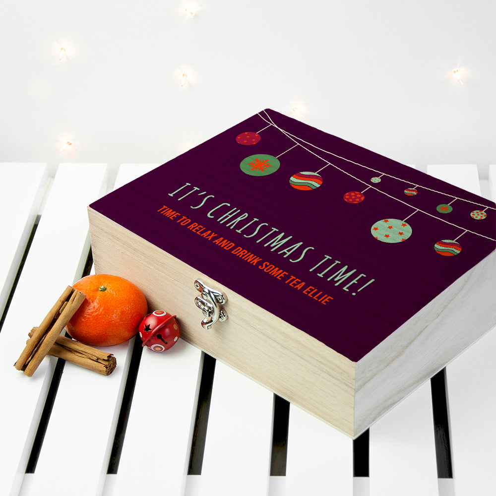 Personalised Christmas Baubles Tea Box Selection: 1 Tea Boxes By Gift Moments