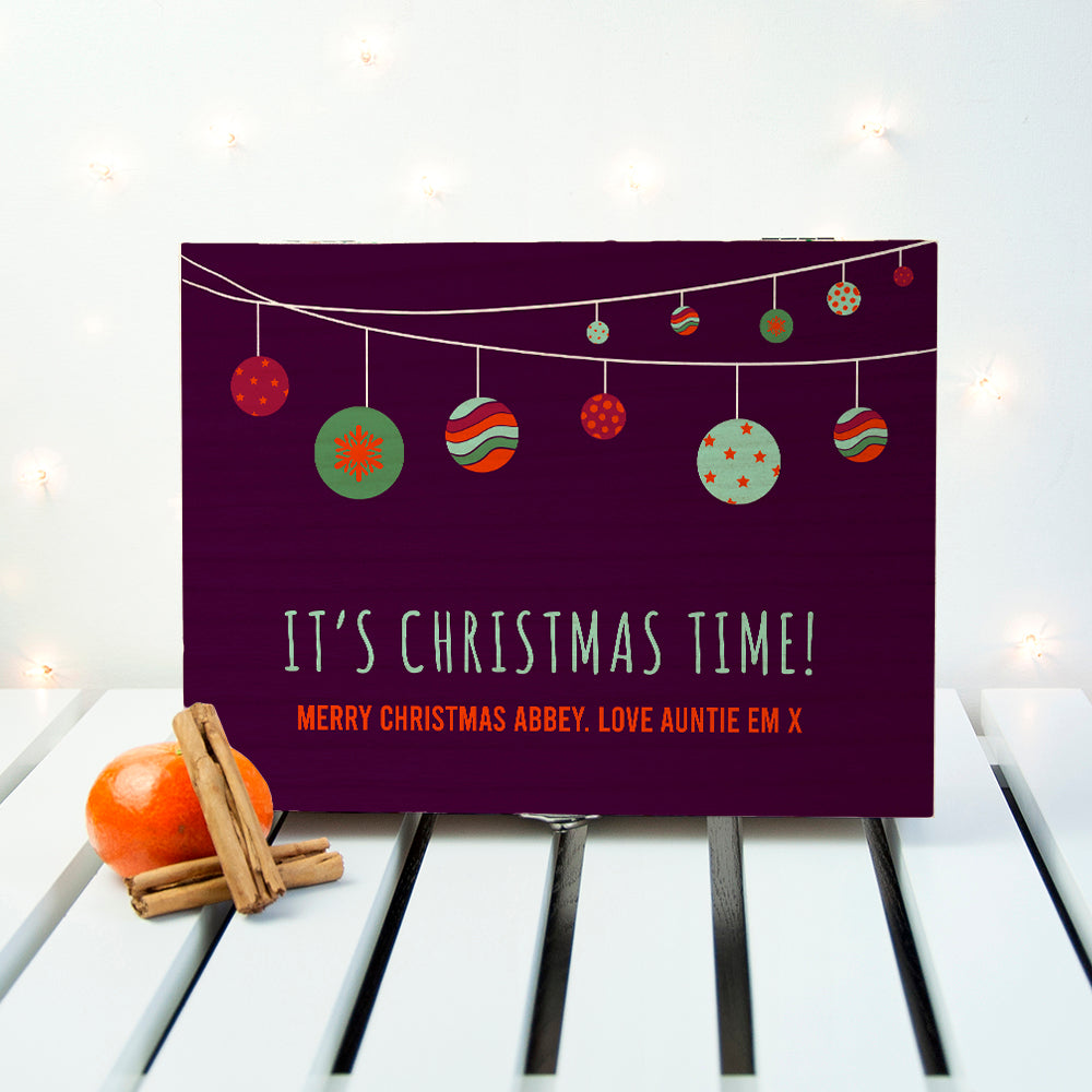 Personalised Christmas Baubles Tea Box Selection: 2 Tea Boxes By Gift Moments