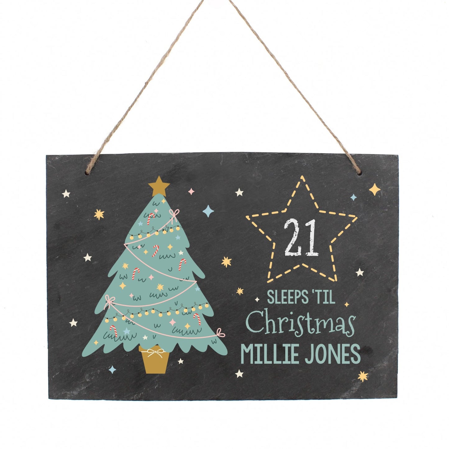 Personalised Christmas Chalk Countdown Hanging Large Slate Sign: 4 - Signs & Plaques By Gift Moments