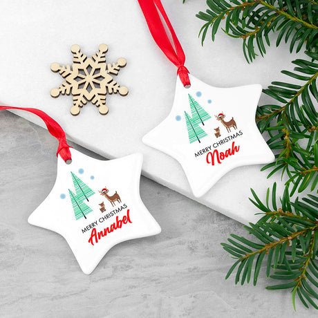 Personalised Christmas Deer Decoration: 1 Christmas Decorations By Gift Moments