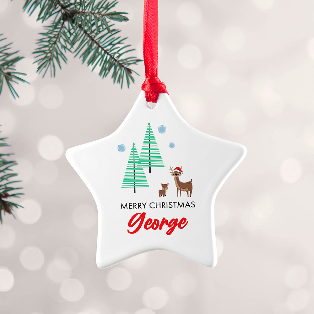 Personalised Christmas Deer Decoration: 3 Christmas Decorations By Gift Moments