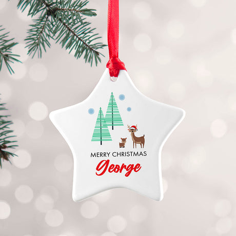 Personalised Christmas Deer Decoration: 3 Christmas Decorations By Gift Moments