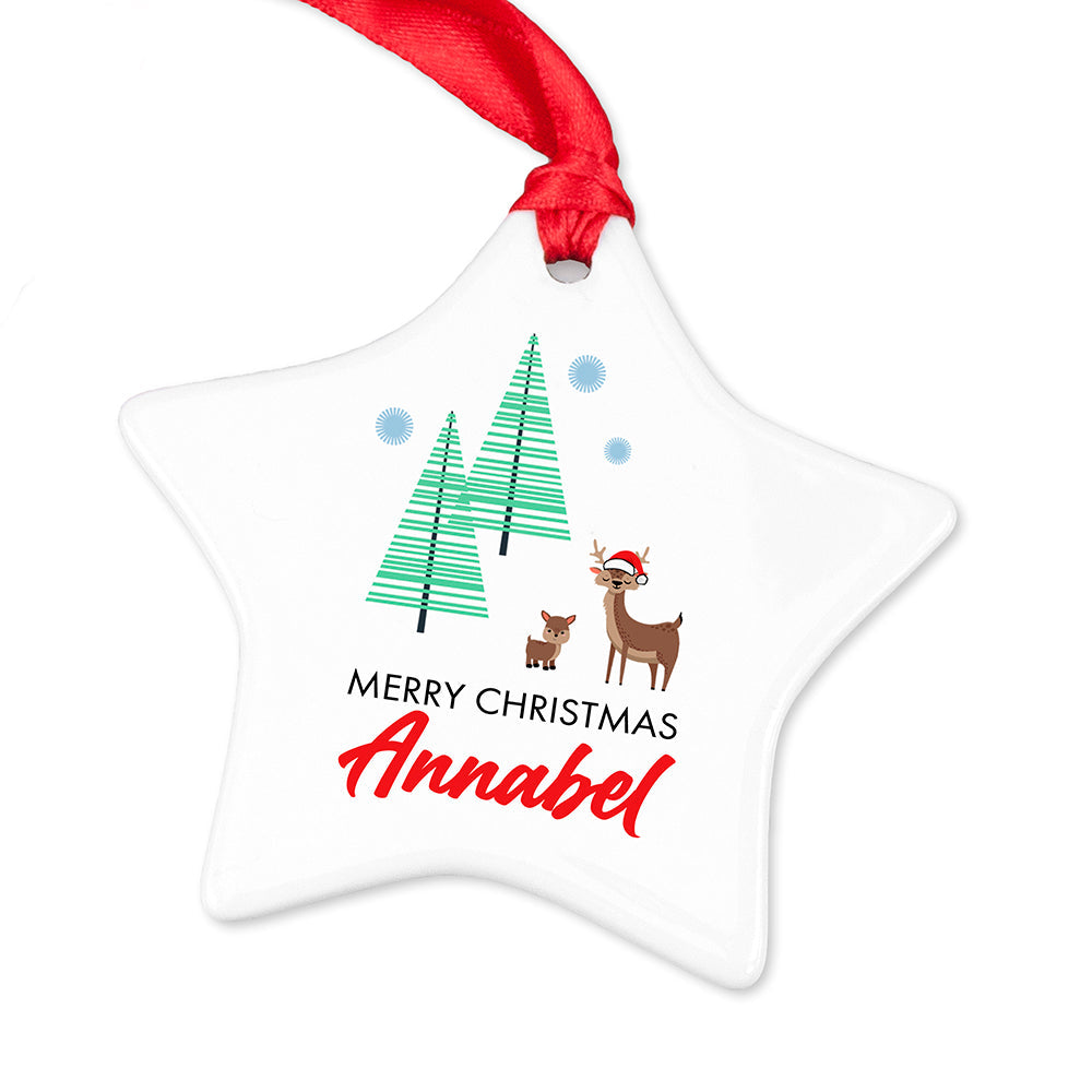 Personalised Christmas Deer Decoration: 6 - Christmas Decorations By Gift Moments