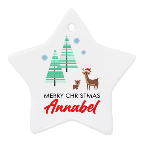 Personalised Christmas Deer Decoration: 2 Christmas Decorations By Gift Moments