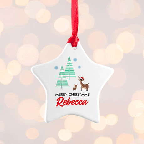 Personalised Christmas Deer Decoration: 4 Christmas Decorations By Gift Moments
