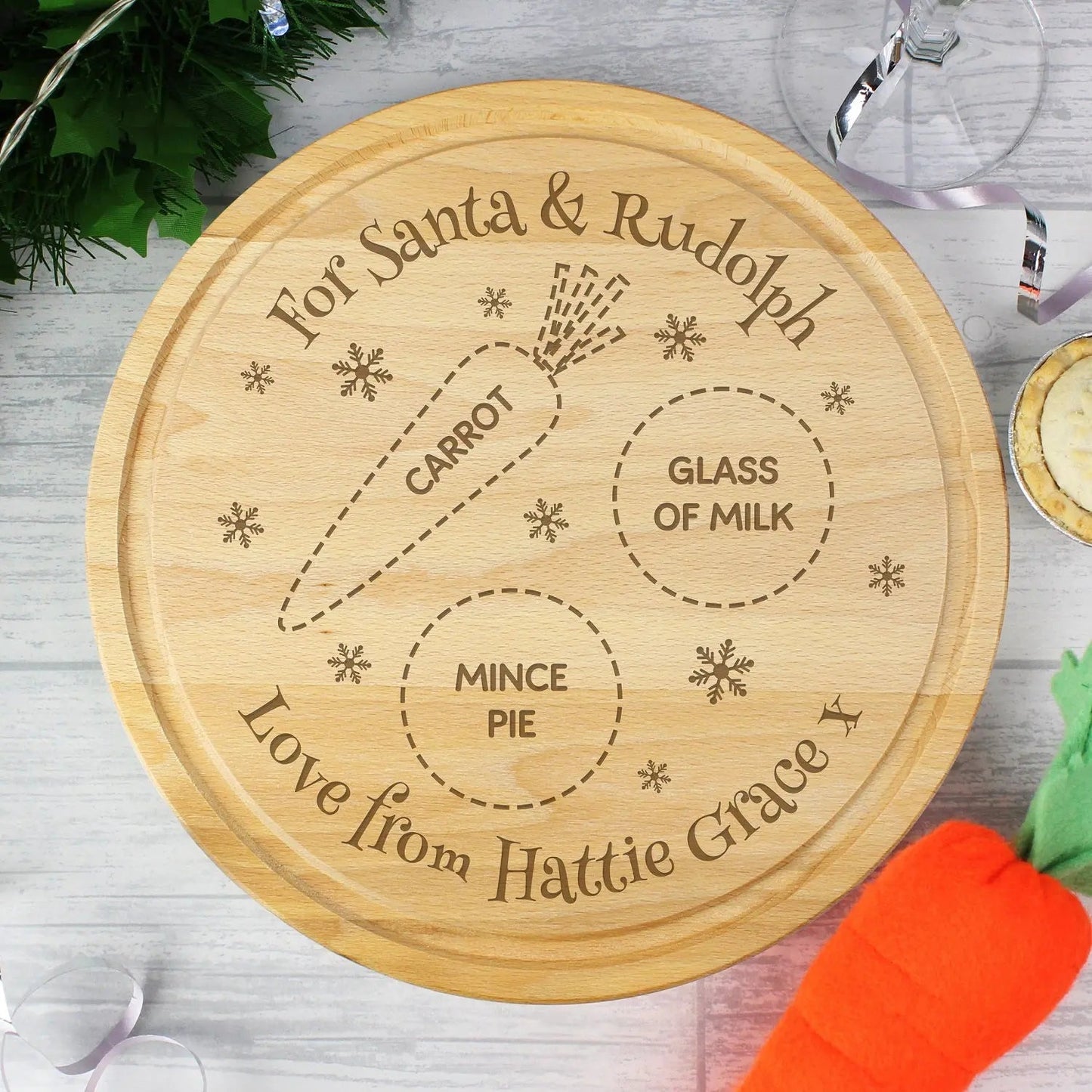 Personalised Christmas Eve Mince Pie Board: 3 - Christmas Decorations By Gift Moments