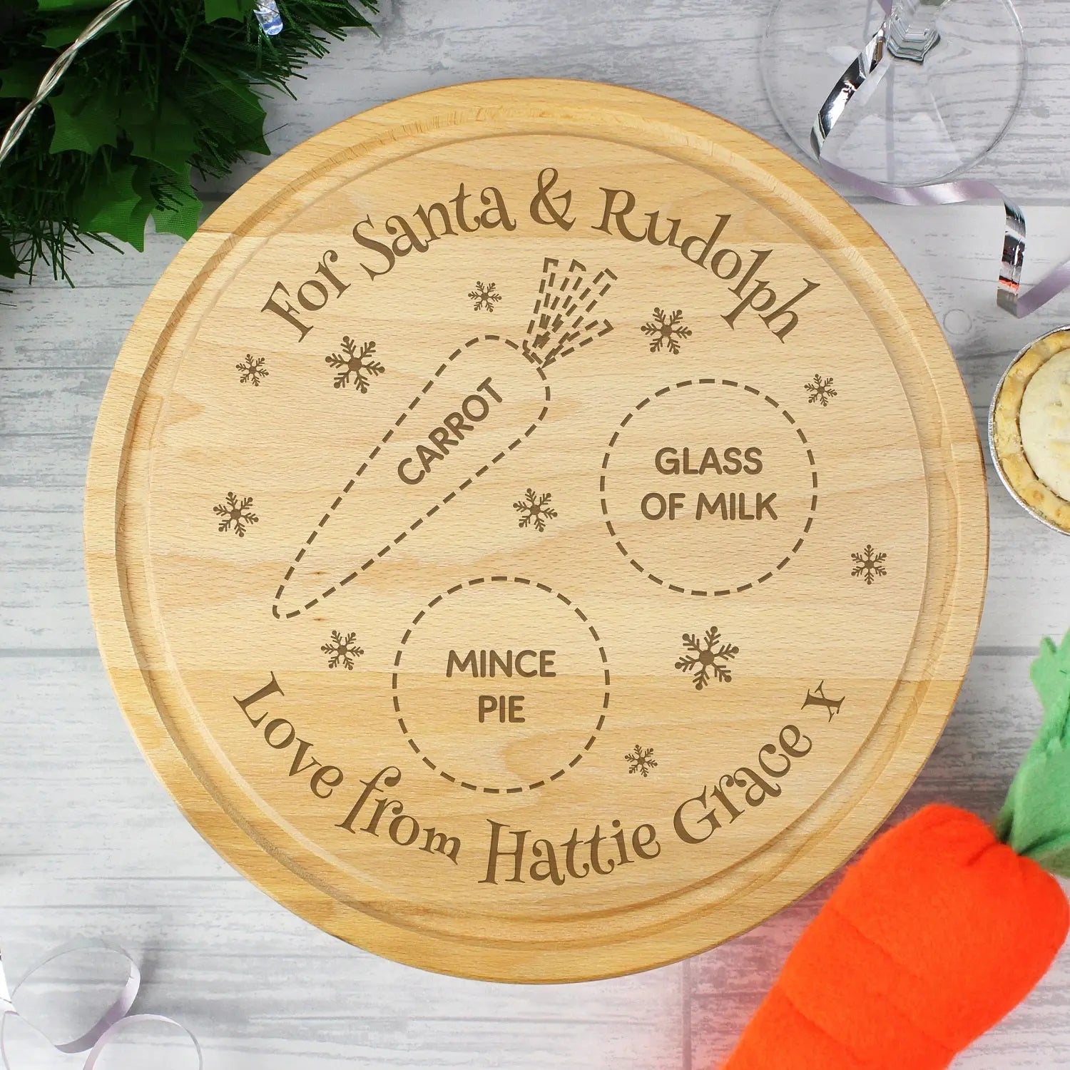 Personalised Christmas Eve Mince Pie Board: 3 - Christmas Decorations By Gift Moments