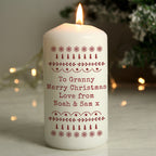 Personalised Christmas Fair Isle Pillar Candle - Shop Candles At Gift Moments - 1