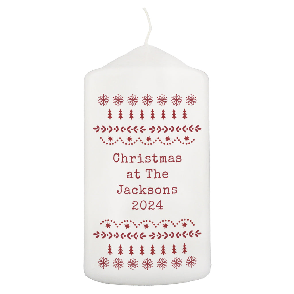 Personalised Christmas Fair Isle Pillar Candle - Shop Candles At Gift Moments - 5