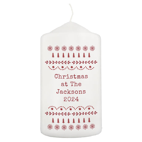 Personalised Christmas Fair Isle Pillar Candle: 5 - Candles By Gift Moments
