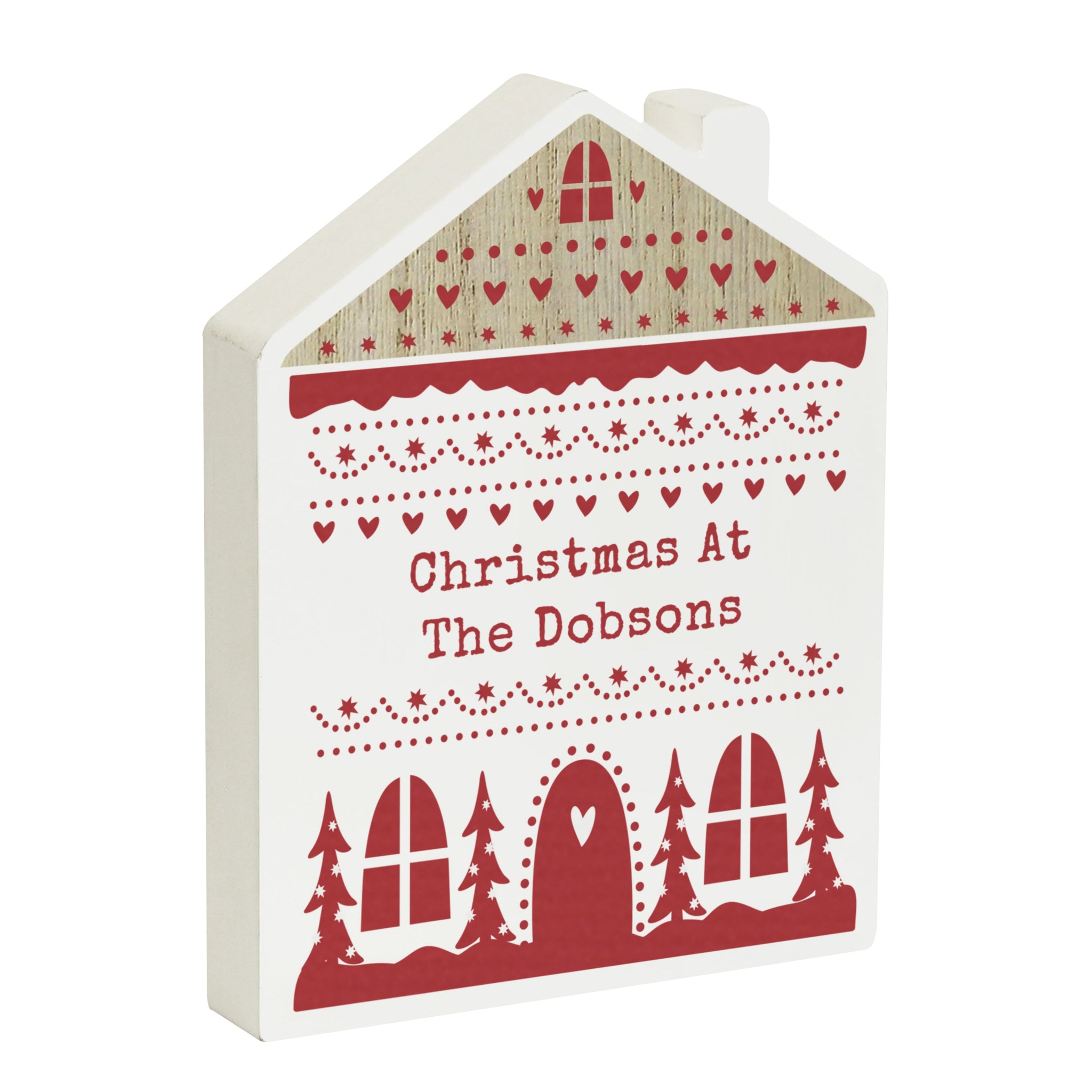 Personalised Christmas Fair Isle Wooden House Ornament: 5 - Ornaments By Gift Moments