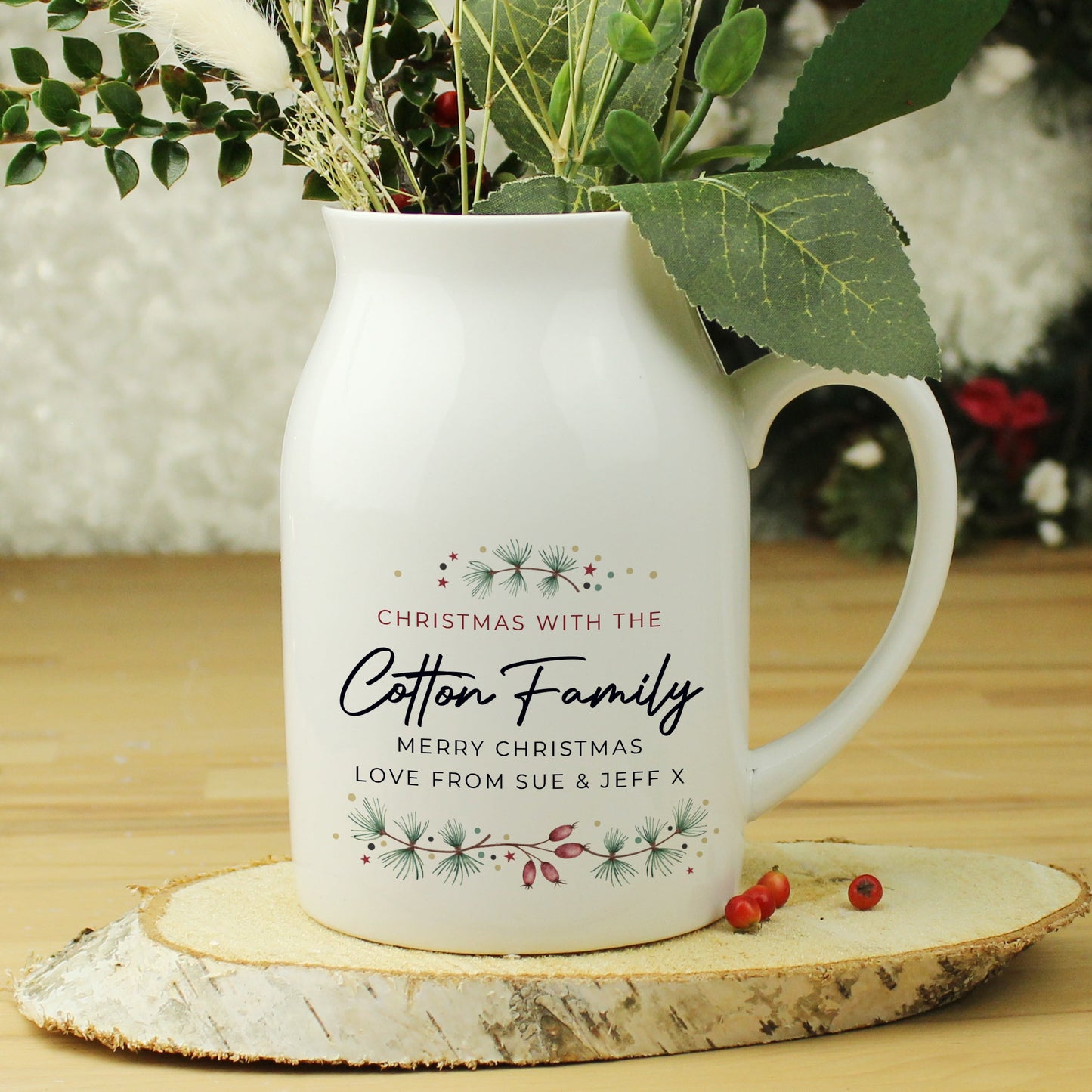Personalised Christmas Flower Jug: 2 - Vases By Gift Moments