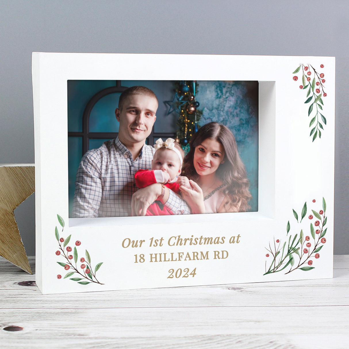 Personalised Christmas Foliage 5x7 Box Photo Frame: 4 - Photo Frames By Gift Moments
