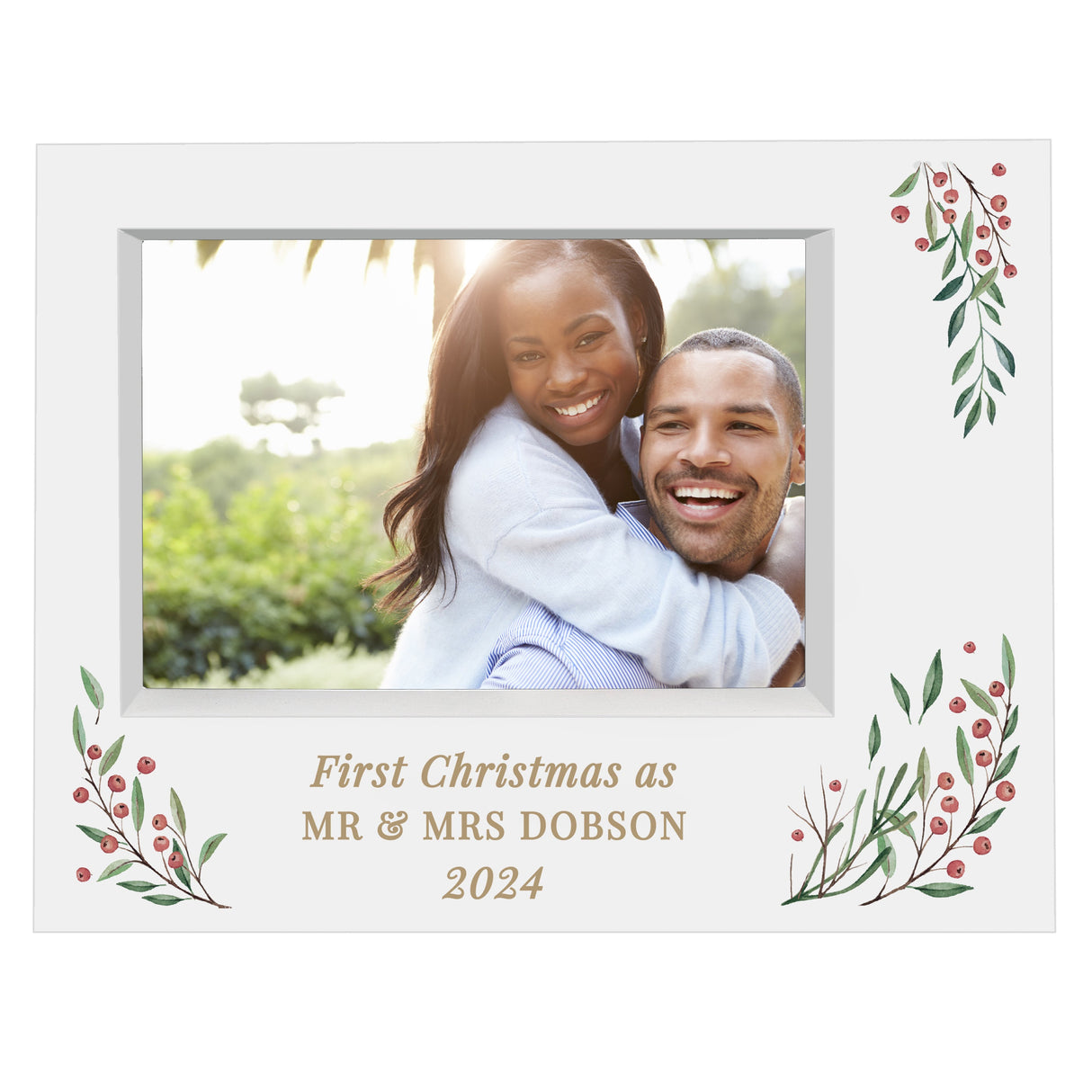 Personalised Christmas Foliage 5x7 Box Photo Frame: 5 - Photo Frames By Gift Moments